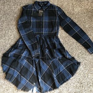 Blue Plaid hi/low Shirt